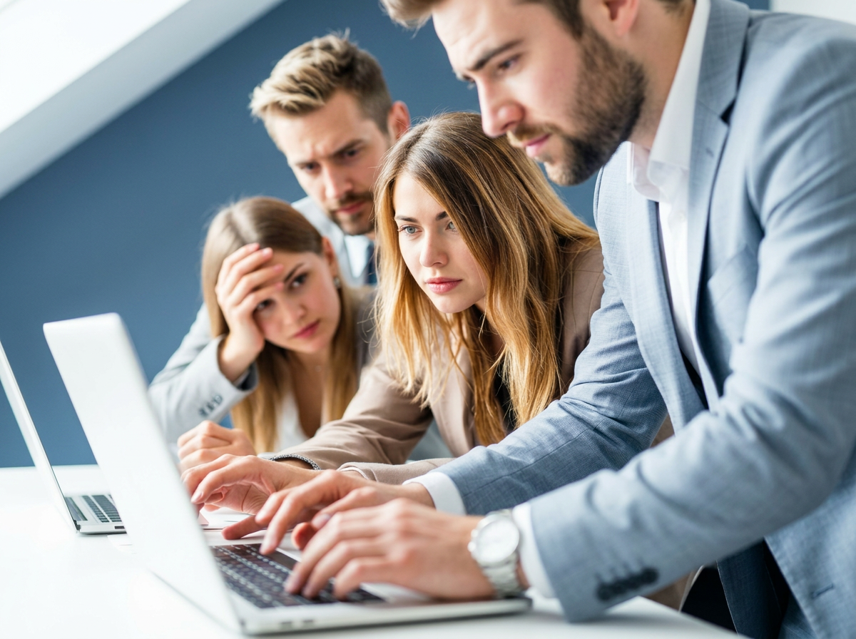Marketing team reviewing underperforming campaign analytics
